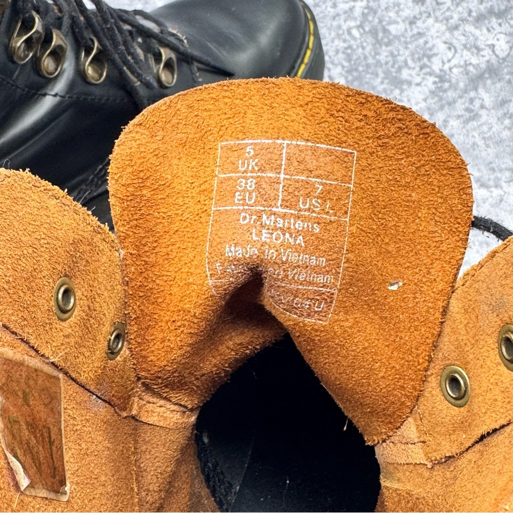 Dr. Martens Black Leather Platform Boots (Leona) - Picture 8 of 9